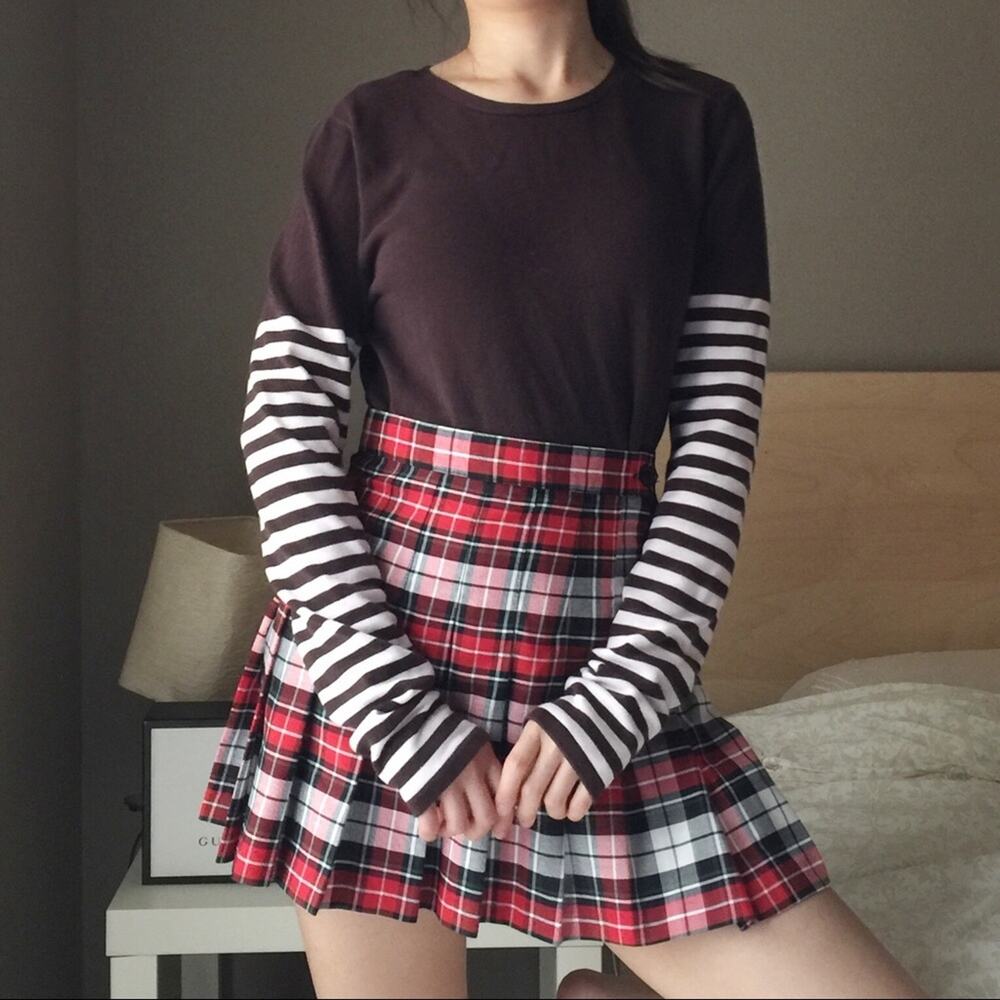 Halogen Striped Sleeve Stretch Top In Brown.--DA8